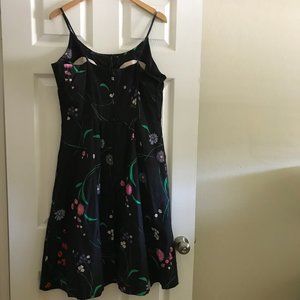 Vintage Malia Retro Black & Floral Dress Size 14